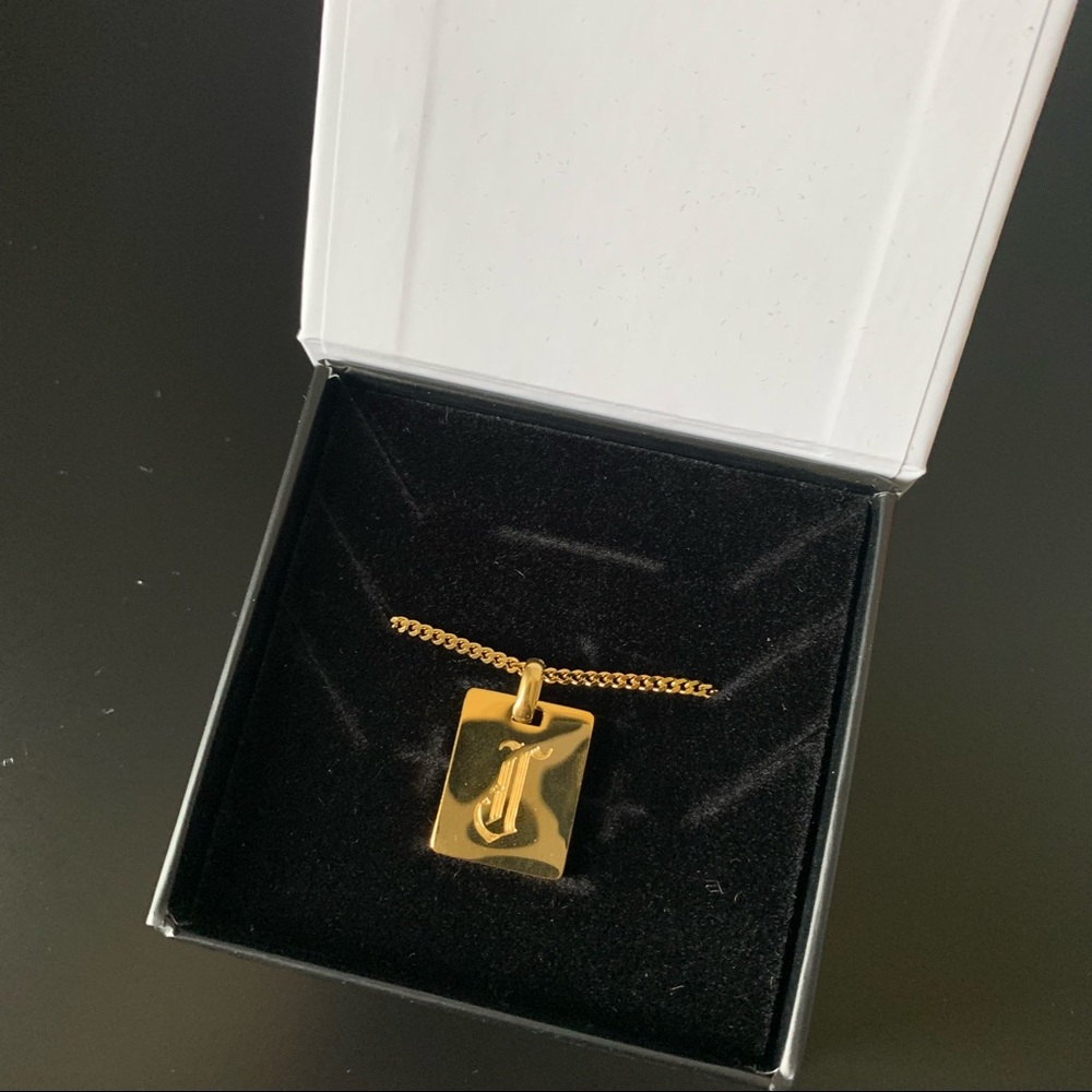 VibeSzn Old English “J” Tag Necklace
